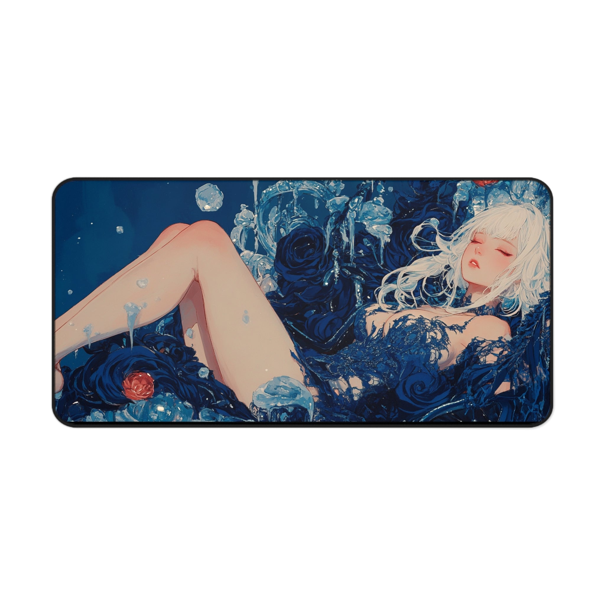 Frozen Bloom - Gaming Desk Mat (16"x32")
