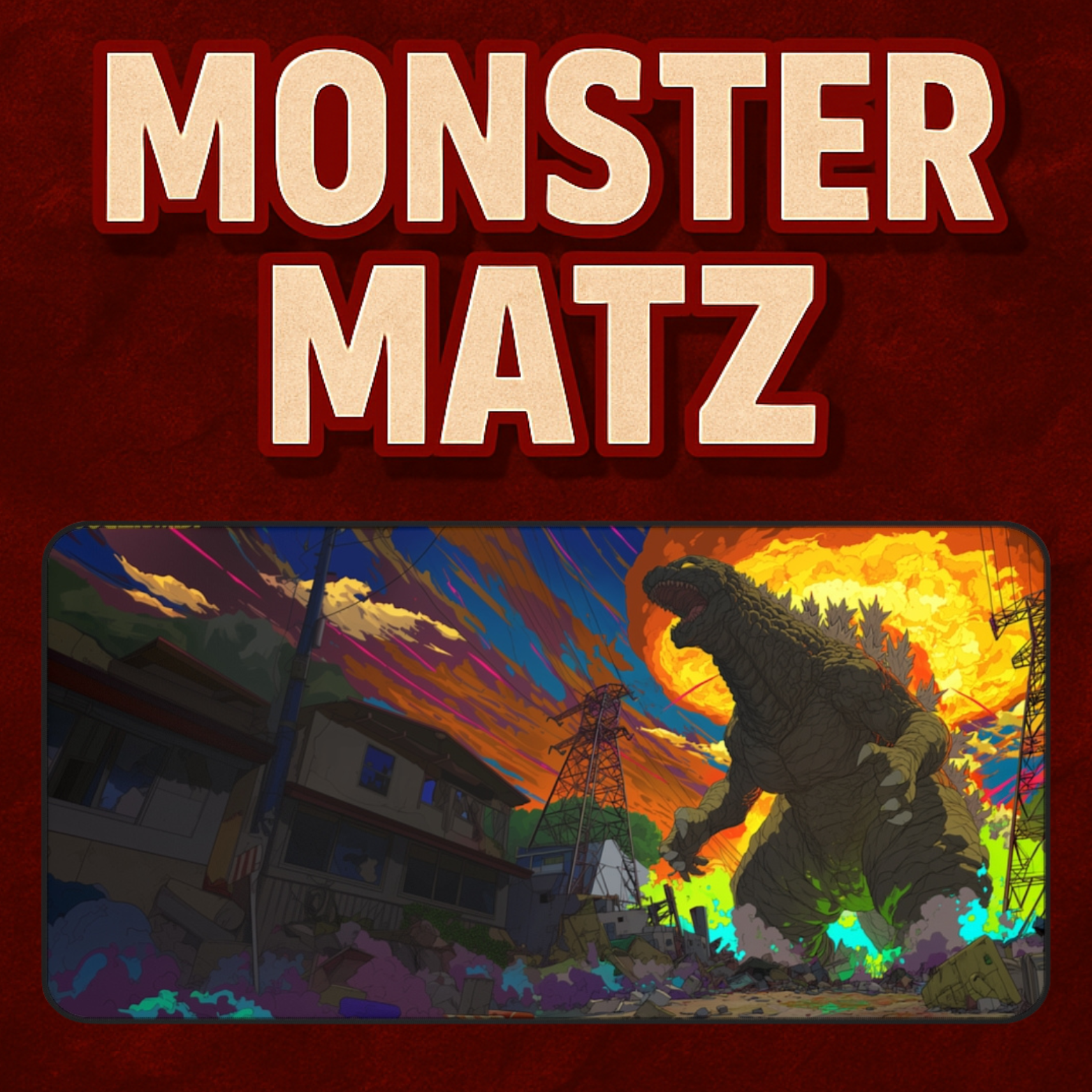 Kaiju Apocalypse - Gaming Desk Mat (16"x32")
