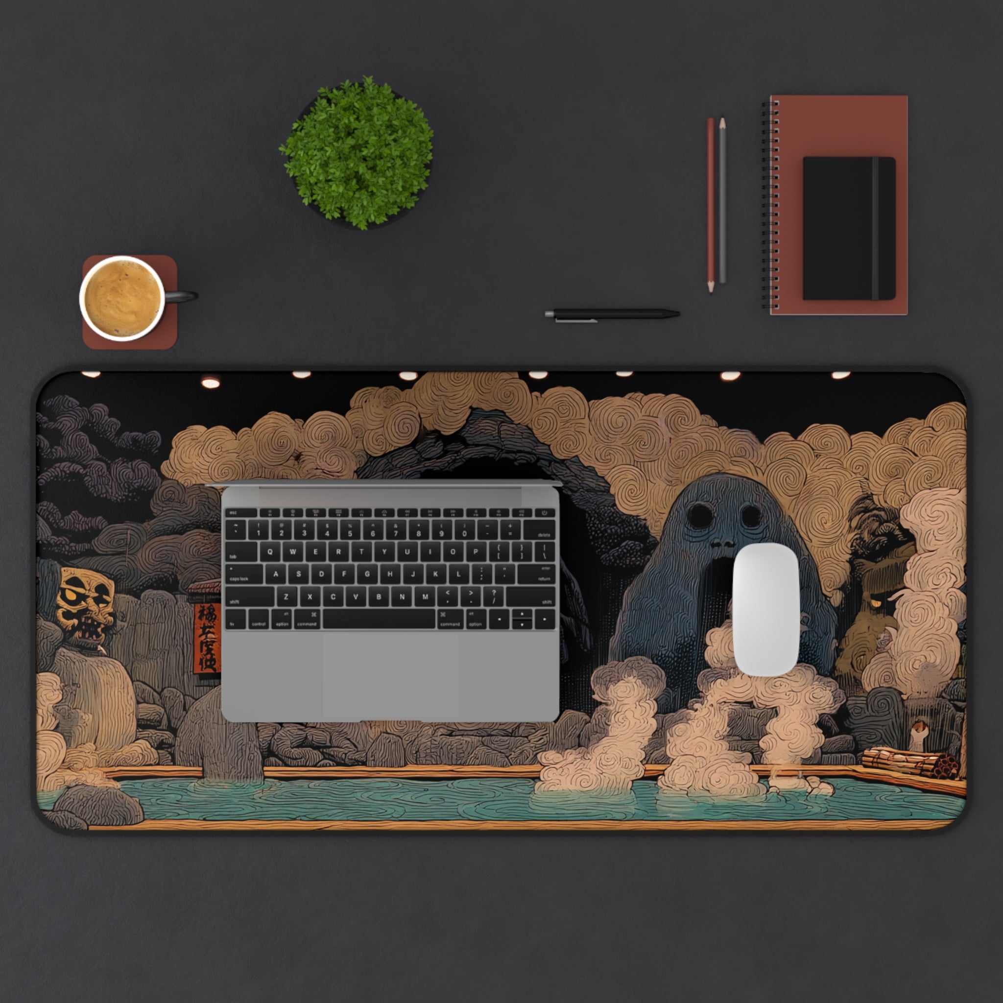 Spirits of the Onsen - Gaming Desk Mat (16"x32")