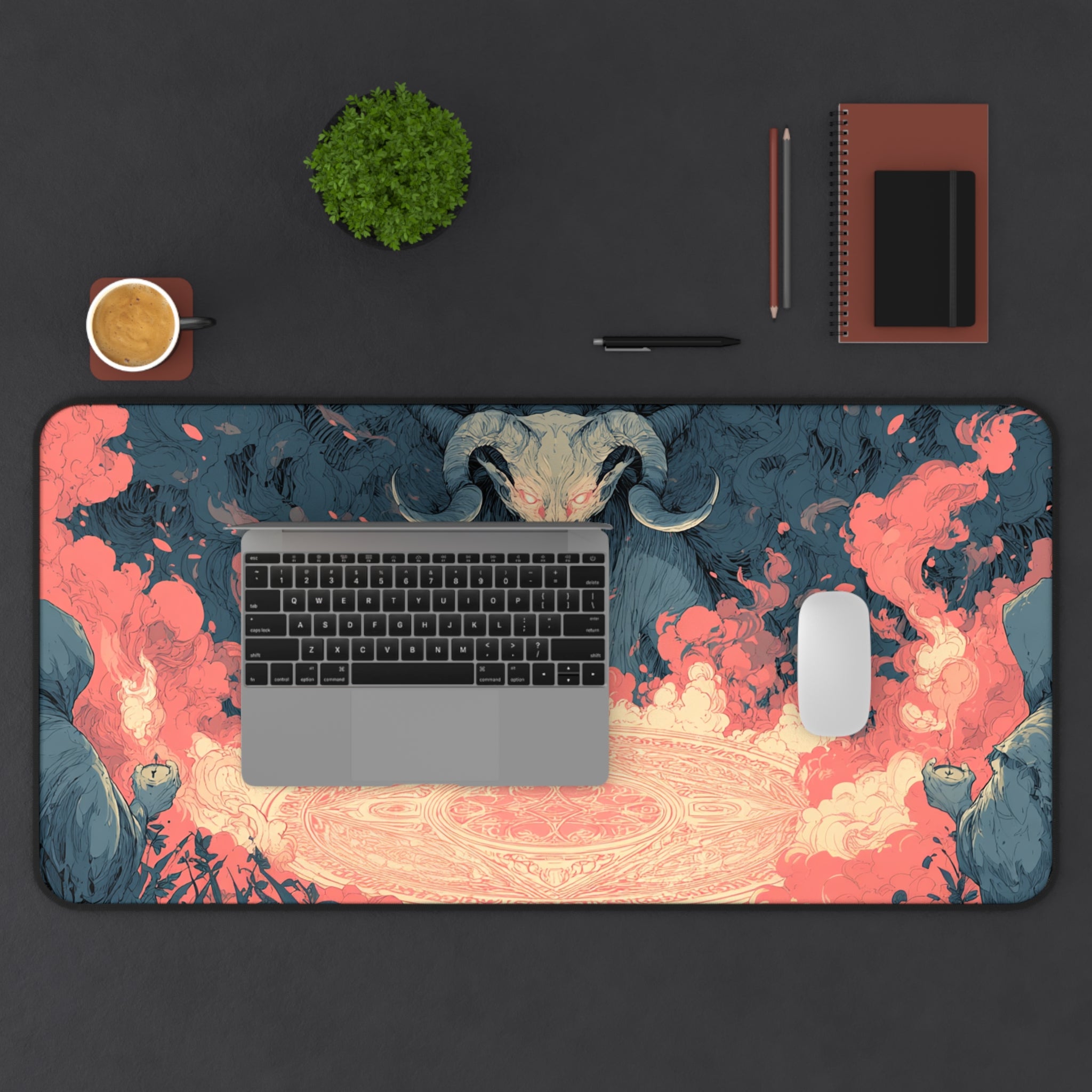 Demon Summoning Circle - Gaming Desk Mat (16"x32")