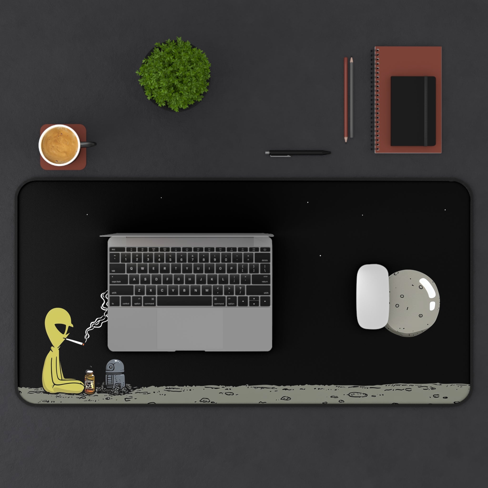 Moonlight Smoke Break - Gaming Desk Mat (16"x32")