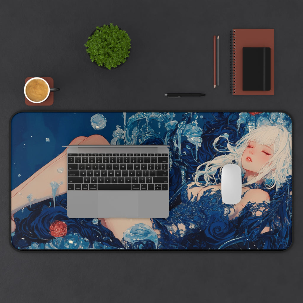 Frozen Bloom - Gaming Desk Mat (16"x32")