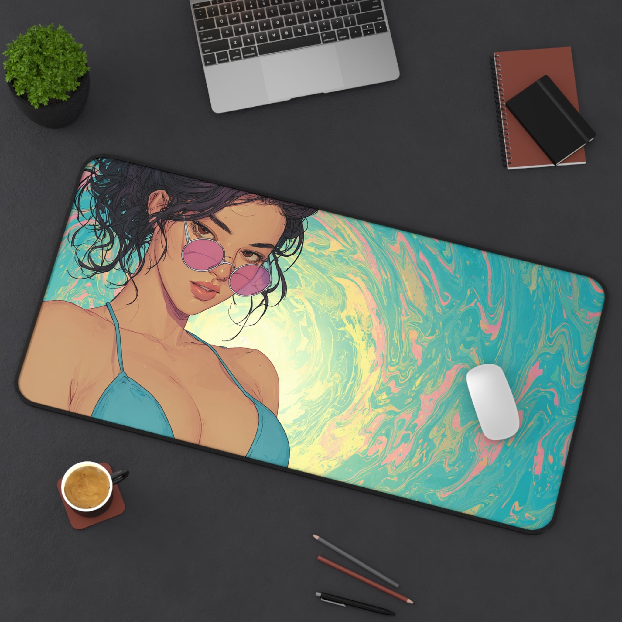 Beach Babe - Gaming Desk Mat (16"x32")