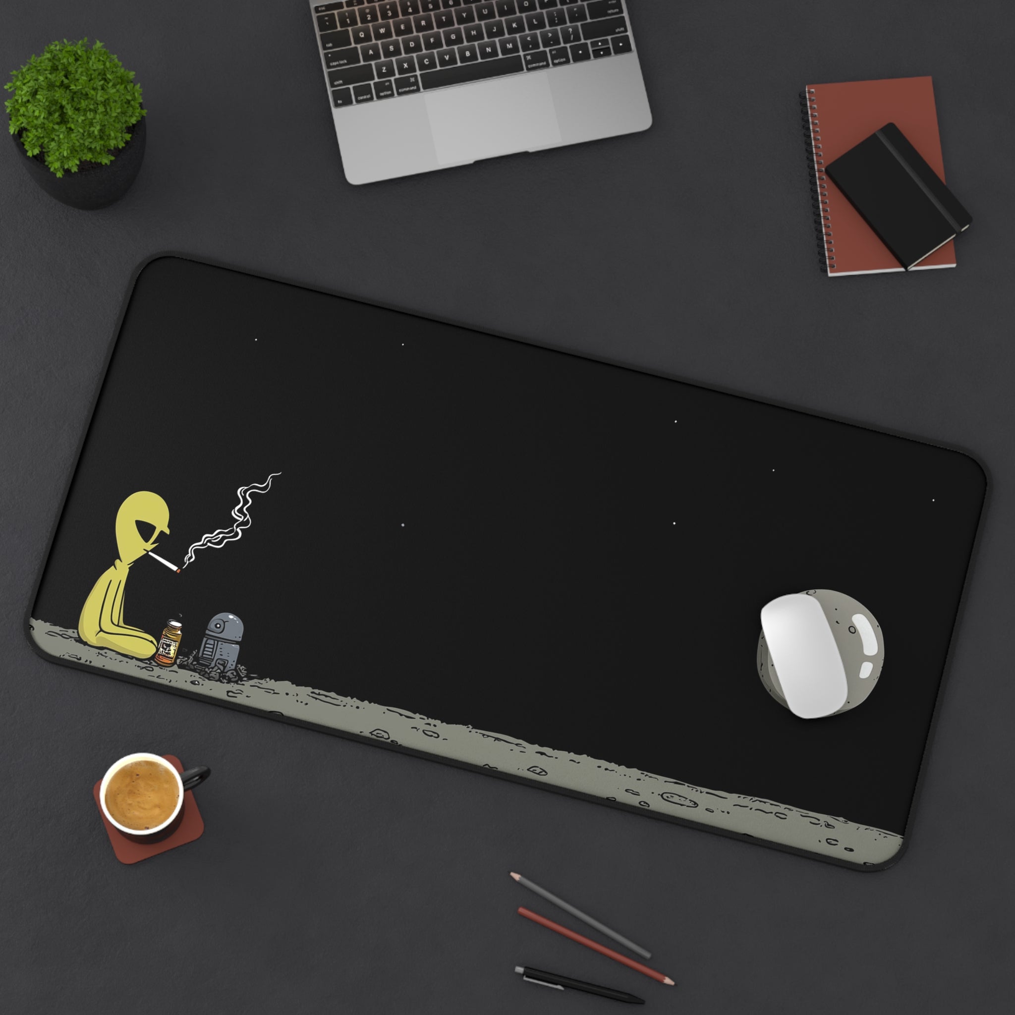 Moonlight Smoke Break - Gaming Desk Mat (16"x32")