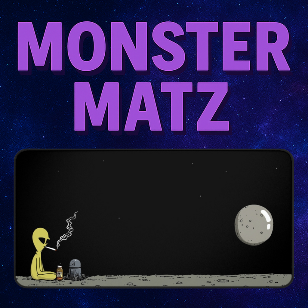 Moonlight Smoke Break - Gaming Desk Mat (16"x32")